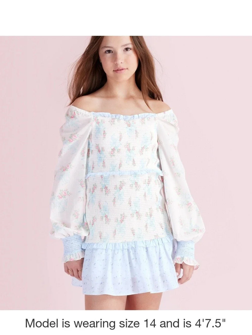 LoveShackFancy Target Girls Sz 10 Juliet Ribbon Floral Smocked Long Sleeve Dress